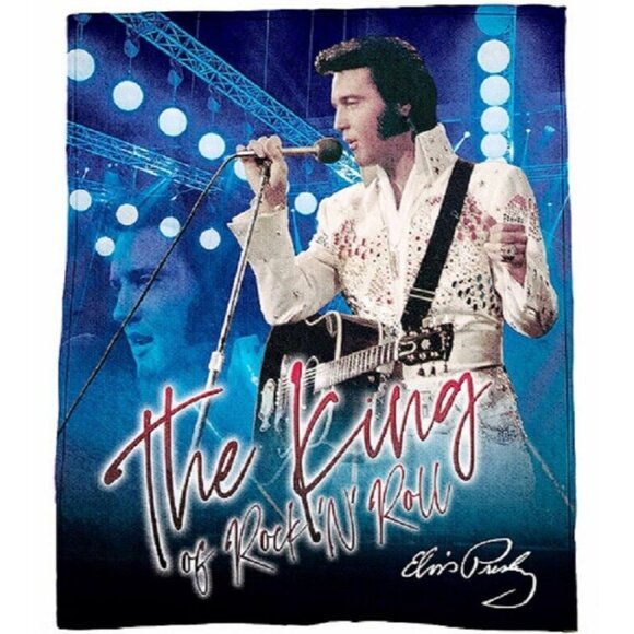 New Blue Elvis Presley Plush Fleece Throw Gift Blanket Singing On Stage The King - Picture 1 of 2